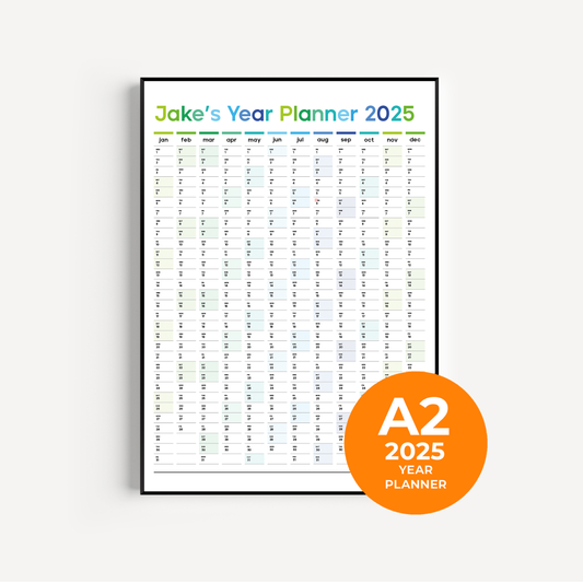 Personalised 2025 Year Planner / Greens and Blues