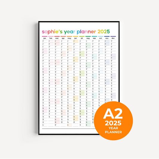 Personalised 2025 Year Planner / Multicoloured