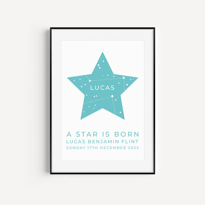 Personalised 'A Star Is Born' New Baby Print