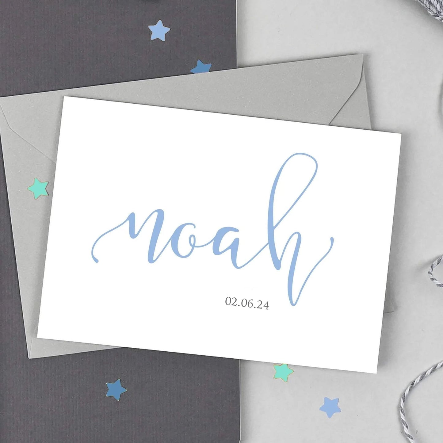 Baby Boy Name and Date Card