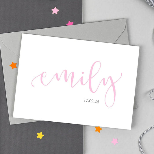 Baby Girl Name and Date Card