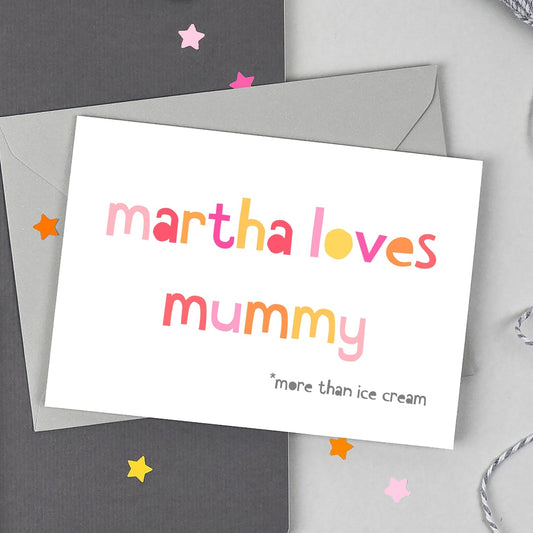 Personalised 'Loves Mummy' Mother's Day Card