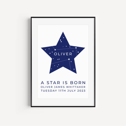 Personalised 'A Star Is Born' New Baby Print