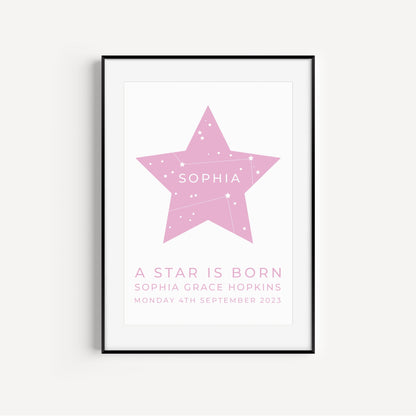 Personalised 'A Star Is Born' New Baby Print