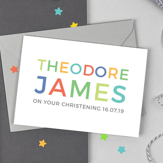 Personalised Boys Christening Card - Studio 9 Ltd