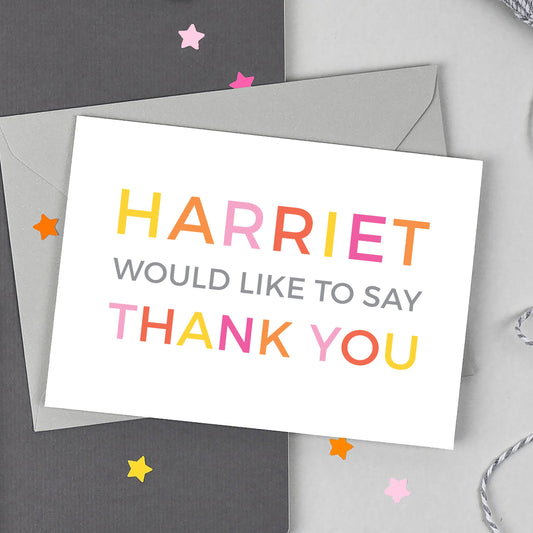 Personalised Type 'Thank You' Card - Studio 9 Ltd