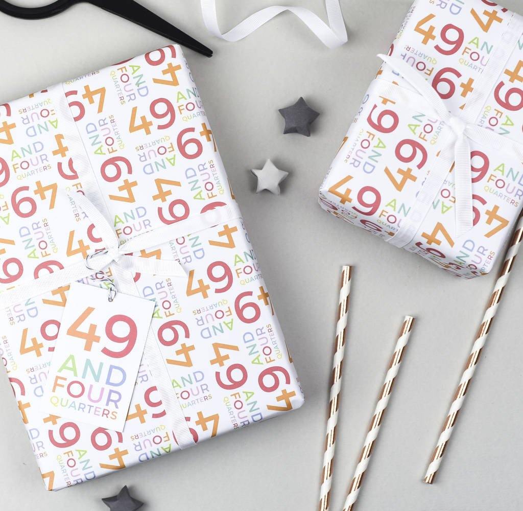 50th Birthday - 49 And Four Quarters Wrapping Paper Set - Studio 9 Ltd