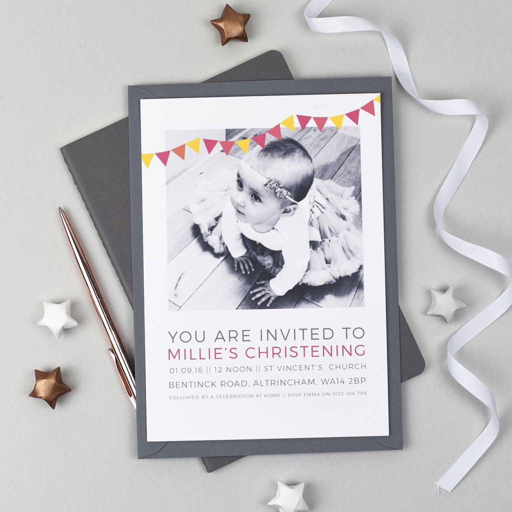 Personalised Photo Christening Invitations - Studio 9 Ltd