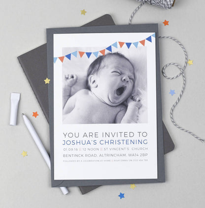 Personalised Photo Christening Invitations - Studio 9 Ltd